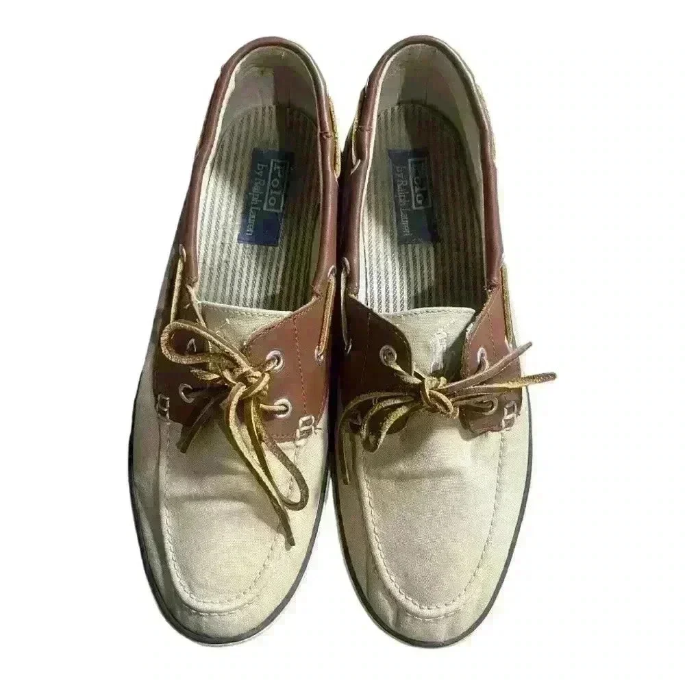 Ralph Lauren Polo Rylander boat shoes canvas/leather mens size‎ 12D